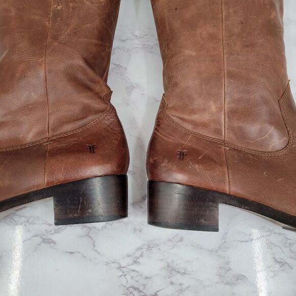 Frye Brown Leather Cowgirl Cowboy Western Boho Women's Riding Boots - Picture 9 of 15